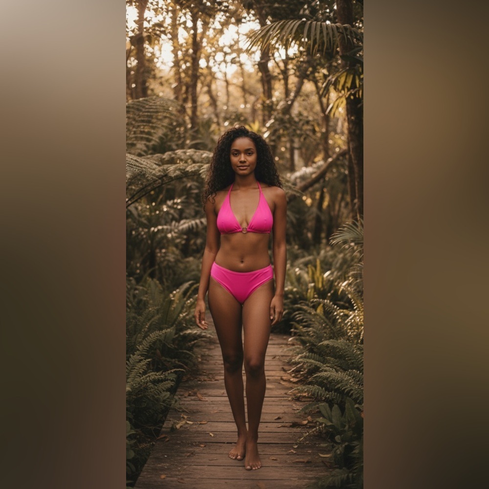 New hot pink full coverage bikini